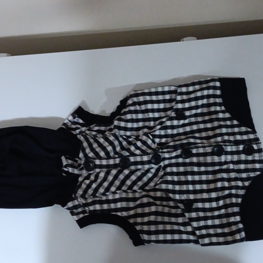 So girls vest hoodie vintage 2000's black and white plaid size XL